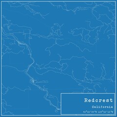 Blueprint US city map of Redcrest, California.