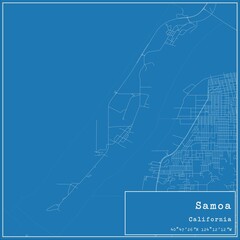 Blueprint US city map of Samoa, California.