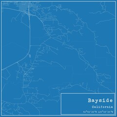 Blueprint US city map of Bayside, California.