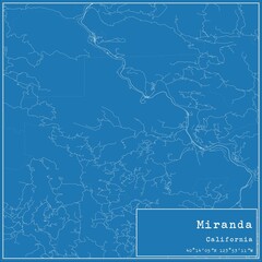 Blueprint US city map of Miranda, California.