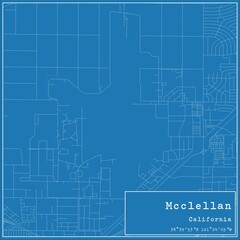 Blueprint US city map of Mcclellan, California.