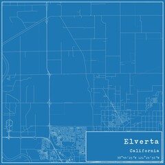 Blueprint US city map of Elverta, California.