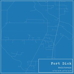 Blueprint US city map of Fort Dick, California.