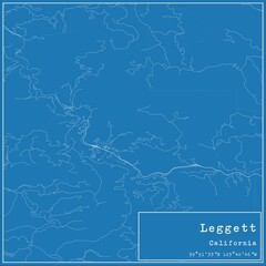 Blueprint US city map of Leggett, California.
