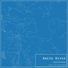 Blueprint US city map of Smith River, California.