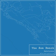Blueprint US city map of The Sea Ranch, California.