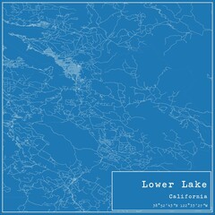Blueprint US city map of Lower Lake, California.