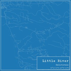 Blueprint US city map of Little River, California.