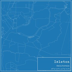 Blueprint US city map of Isleton, California.