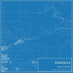 Blueprint US city map of Oakdale, California. - obrazy, fototapety, plakaty