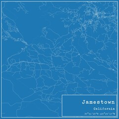 Blueprint US city map of Jamestown, California. - obrazy, fototapety, plakaty