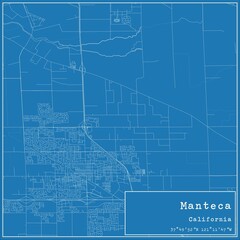 Blueprint US city map of Manteca, California. - obrazy, fototapety, plakaty