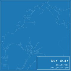 Blueprint US city map of Rio Nido, California.
