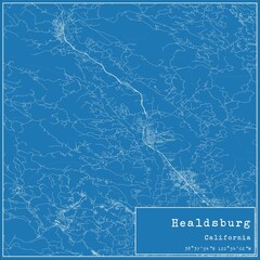 Blueprint US city map of Healdsburg, California. - obrazy, fototapety, plakaty