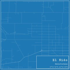 Blueprint US city map of El Nido, California. - obrazy, fototapety, plakaty