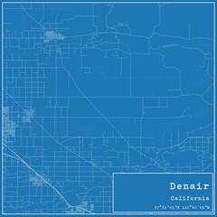Blueprint US city map of Denair, California. - obrazy, fototapety, plakaty