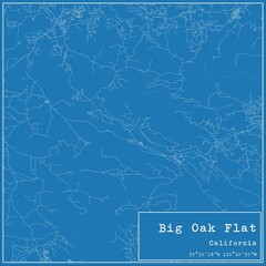 Blueprint US city map of Big Oak Flat, California.