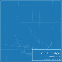 Fototapeta premium Blueprint US city map of Woodbridge, California.