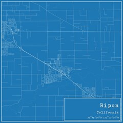 Blueprint US city map of Ripon, California. - obrazy, fototapety, plakaty