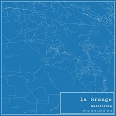 Blueprint US city map of La Grange, California. - obrazy, fototapety, plakaty