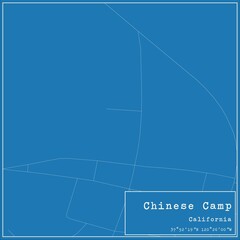 Blueprint US city map of Chinese Camp, California.