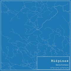 Blueprint US city map of Midpines, California. - obrazy, fototapety, plakaty