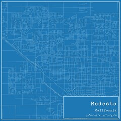 Blueprint US city map of Modesto, California. - obrazy, fototapety, plakaty