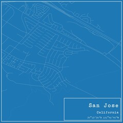 Blueprint US city map of San Jose, California.