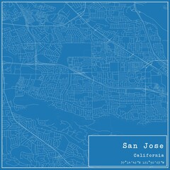 Fototapeta premium Blueprint US city map of San Jose, California.