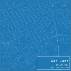 Fototapeta premium Blueprint US city map of San Jose, California.