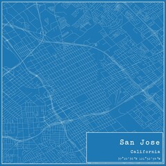 Blueprint US city map of San Jose, California.
