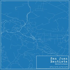 Blueprint US city map of San Juan Bautista, California.