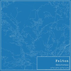 Blueprint US city map of Felton, California.