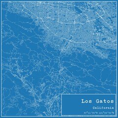 Blueprint US city map of Los Gatos, California.