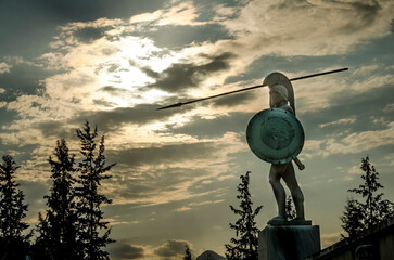 Leonidas statue the king of spartans in Thermopylae, Greece