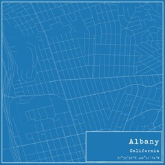 Fototapeta premium Blueprint US city map of Albany, California.