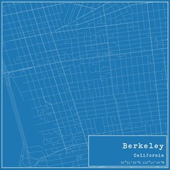 Blueprint US city map of Berkeley, California.