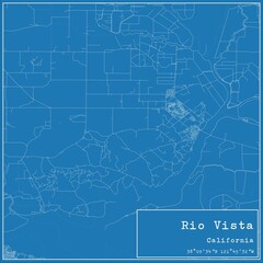 Blueprint US city map of Rio Vista, California.