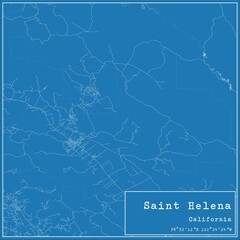 Blueprint US city map of Saint Helena, California.