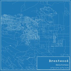 Blueprint US city map of Brentwood, California. - obrazy, fototapety, plakaty