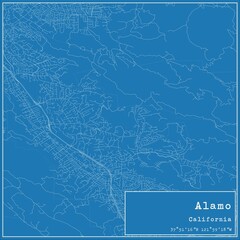 Blueprint US city map of Alamo, California.