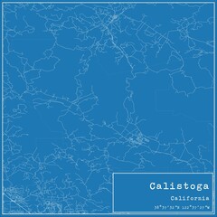 Blueprint US city map of Calistoga, California.