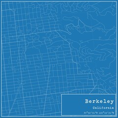 Blueprint US city map of Berkeley, California. - obrazy, fototapety, plakaty