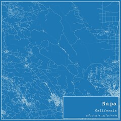 Blueprint US city map of Napa, California. - obrazy, fototapety, plakaty