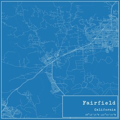 Blueprint US city map of Fairfield, California. - obrazy, fototapety, plakaty