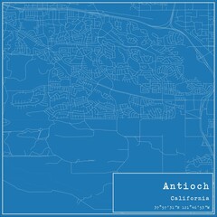 Blueprint US city map of Antioch, California. - obrazy, fototapety, plakaty