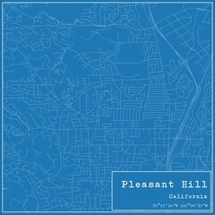 Blueprint US city map of Pleasant Hill, California. - obrazy, fototapety, plakaty