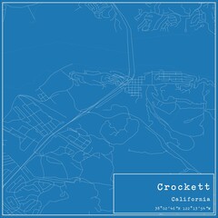 Blueprint US city map of Crockett, California.