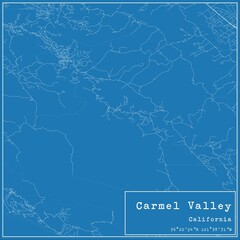 Blueprint US city map of Carmel Valley, California.