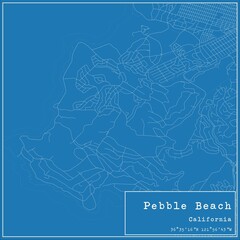 Blueprint US city map of Pebble Beach, California.